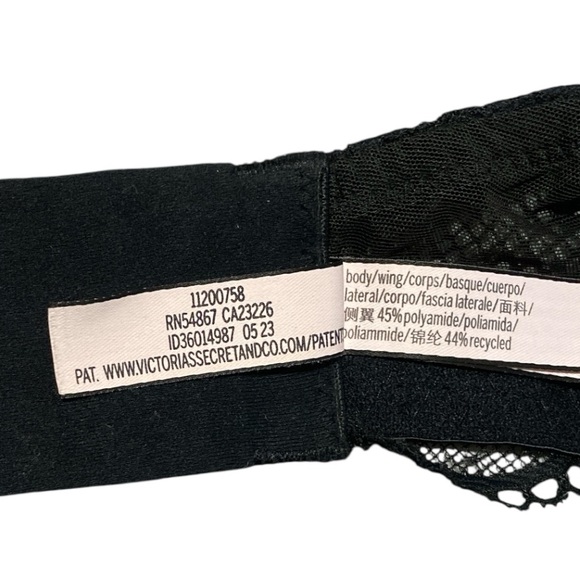 Victoria Secret Plunge Black Bra Lace Overlay Adjustable Straps and Clasp 36DD - Picture 16 of 16